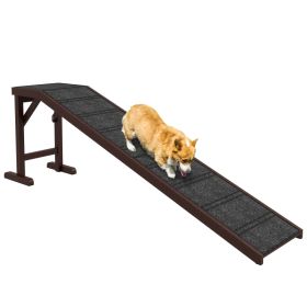 Wooden Dog Ramp with Non-Slip Carpet & Top Platform