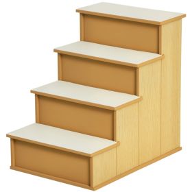 4-Step Pet Stairs for Beds & Couches – Natural Wood Finish