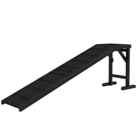 74-Inch Wooden Dog Ramp with Non-Slip Carpet & Top Platform