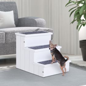 3-Step Carpeted Non-Slip Dog Stairs with Storage – Dog Steps for Beds, Couches & Furniture