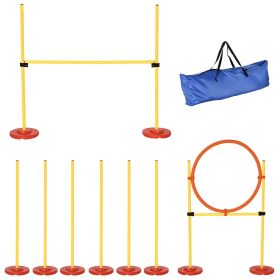 PawHut Dog Agility Training Equipment Set with Adjustable Weave Poles Jumping Ring High Jump Portable 3PCs