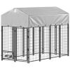 8' x 4' x 6' Outdoor Dog Kennel, Dog Kennel Outside Run with Rotating Bowls, Waterproof & UV Resistant Cover
