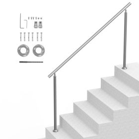 Handrails for Outdoor Steps, 70.9 in/ 180cm Length Stair Hand Rail Kit, Transitional Stainless Steel Railings with Installation Kit