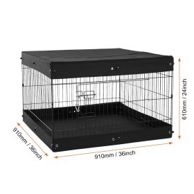 Dog Playpen, 4 Pcs 24 x 36 in Panels Foldable Metal Pet Exercise Pen, Dog Fence Indoor and Outdoor Pen with Door, Top Cover, and Bottom Pad
