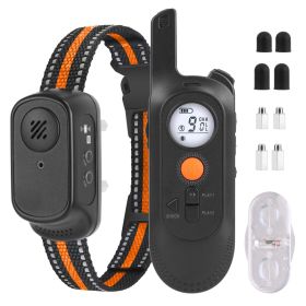 1Pc 984FT Dog Training Collar IP65 Waterproof Pet Beep Vibration Electric Shock Collar 3 Channels Rechargeable Transmitter Receiver Trainer With Recor
