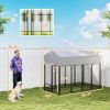 8' x 4' x 6' Outdoor Dog Kennel, Dog Kennel Outside Run with Rotating Bowls, Waterproof & UV Resistant Cover