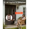 Dog Door for Sliding Glass Door, 75 7/8 to 80 11/16 in Adjustable Height, Aluminum Alloy Frame with Rotating Hinges, Lock Design