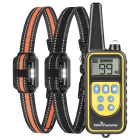 Dog Training Collar with Remote – IP68 Waterproof Rechargeable Dog Training System for 1 or 2 Dogs (Option: Yellow 2 Collar)