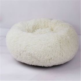 Round Long Hairy Autumn And Winter Nest Pad Cat Mattress (Option: White-40cm)