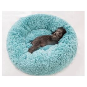 Round Long Hairy Autumn And Winter Nest Pad Cat Mattress (Option: Green-80cm)