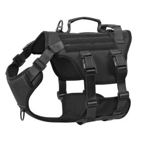 Heavy Duty 1000D Nylon Tactical Dog Harness with Dual Handles (Option: Black-S)