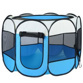 Portable Foldable Dog Tent Exercise Pen – Indoor & Outdoor Pop-Up Dog Playpen with Removable Zipper Top & Bottom (Option: Blue)