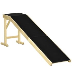 PawHut Dog Bed Ramp with Non-Slip Carpet & Top Platform (Option: Natural color)