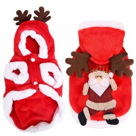 1Pc Pet Christmas Clothes Santa Claus Reindeer Antlers Costume Winter Outfit New Year Coat For Small Medium Dogs (Option: XL)