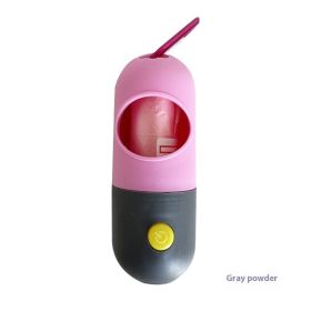 LED Dog Waste Bag Dispenser with Light – Portable Dog Poop Bag Holder (Option: Pink Gray-Including Garbage Bags)