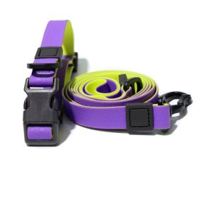 Honeycomb Waterproof Dual-Color Dog Leash & Collar Set (Option: Purpleryellow-15mm)