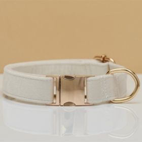 Personalized Velvet Dog Collar & Leash Set with Bow Tie (Option: White-XS)