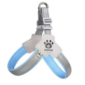 Adjustable No-Pull Dog Harness & Leather Leash Set (Option: Blue-S)