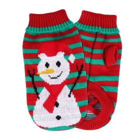 2 Patterns 4 Sizes Option-- 1Pc Pet Christmas Turtleneck Sweater Dog Christmas Clothes Snowman Stripes Costume Winter Holiday Sweater For Small Me (Option: SnowmanS)