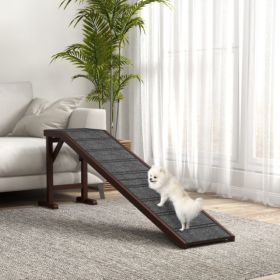PawHut Dog Ramp for Bed with Non-Slip Carpet & Top Platform (Option: Brown)