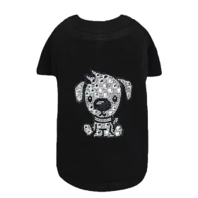 Doggie Tee – Rhinestone Designer Dog Shirt by Hello Doggie (Color: Black, size: XXS)