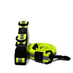 Reflective Waterproof PVC Dog Leash & Collar Set for Safe Day & Night Walks (Option: Yellow-15mm)