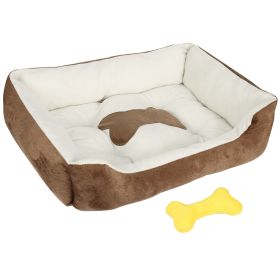 Pet Dog Bed Soft Warm Fleece Puppy Cat Bed Dog Cozy Nest Bed Cushion Mat S Size (Color: brown, size: S)