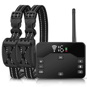 2 In 1 Wireless Electric Dog Fence Waterproof Pet Shock Boundary Containment System Electric Training Collar With 2 Receiver Collars For Small Medium (Option: Black Fence with 2 Collars)