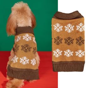 Snowflake Dog Christmas Sweater – Cozy Winter Holiday Pet Clothing (Option: Dark Brown-M)