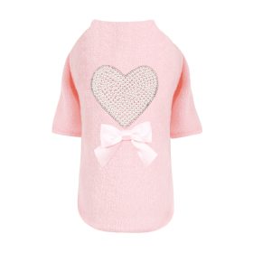 Pearl Heart Dog Sweater (Color: Peach, size: XS)