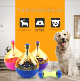 Tumbler Pet Toys Cat Dog Educational Toys Automatic Leakage Dog Toys Pet Leaky Balls (Color: Small blue tumbler)
