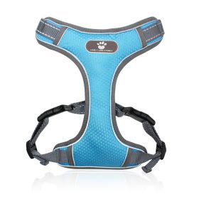 dog Harnesses; Pet Traction Rope Mesh Breathable Big Dog Chest Strap Vest Reflective Dog Rope Spot Wholesale (Specification (L * W): M (12-32 kg), Colour: Light Blue)