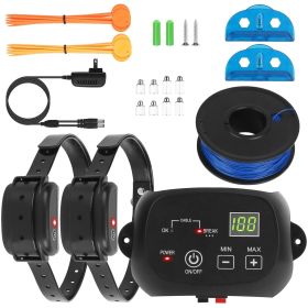 Dog Fence System Pet Containment System with 100 Adjustable Levels IPX7 Waterproof Rechargeable Receiver Underground Fence for Small Medium Large (Type: With 2 Collar)